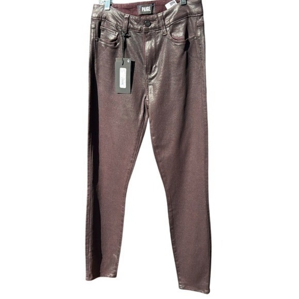 Paige Hoxton Ankle Black Cherry Luxe Coating Skinny Jeans 26 W4948 NEW